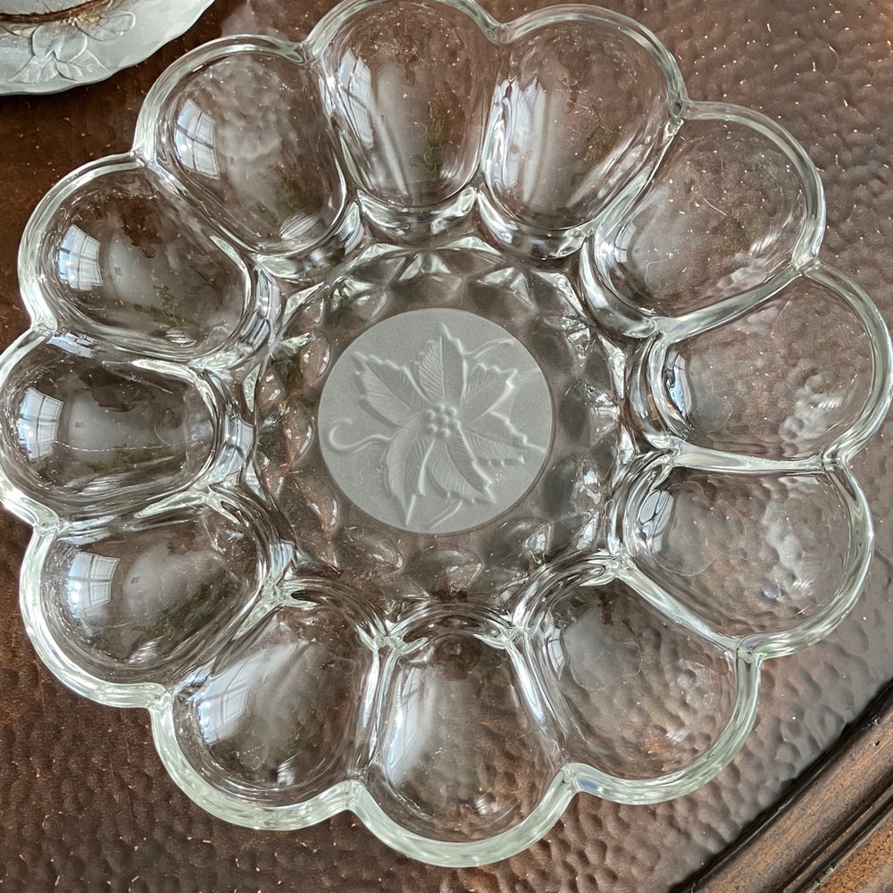 Elegant Clear Glass Deviled Egg Dish